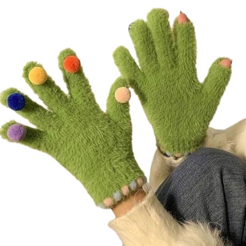 yanwuwa Warme Touchscreen-Handschuhe, Kunstfell, Text-Handschuhe, flauschig, weich, Winterhandschuhe für Outdoor, Skifahren, Radfahren, Wandern, Winter, flauschige Strickhandschuhe für Damen von yanwuwa