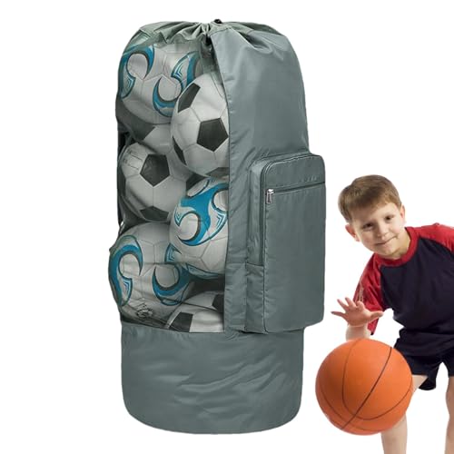 yanzisura Große Fußballtasche, Fußball-Aufbewahrungstasche - Große Kapazität Netztasche mit Kordelzug | Mehrzweck-Volleyballtaschen mit Griff, tragbare Balltaschen für Tennis von yanzisura