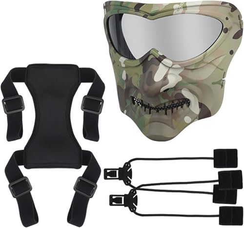 ycahowa Cyberpunk-Vollgesichtsmaske, Taktischer Helm, Luftgewehr-Schießmaske, Helm, Brille, Cs-Spielschutz, Vollgesichtsmaske.(CP) von ycahowa