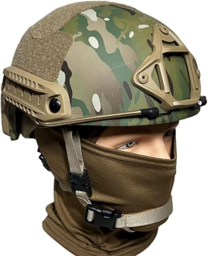 ycahowa Fast/Mich Multicam Taktischer Schutzhelm, Militärischer Schutzhelm for Spezialeinheiten Im Freien, Ballistischer Grar-Helm Und Vollgesichtsmaske(Cp,M(54-58cm)) von ycahowa