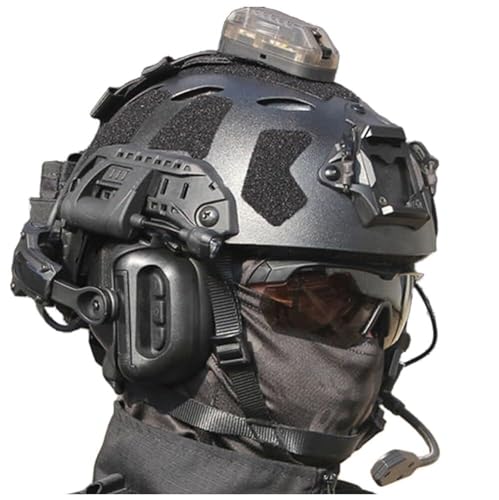 ycahowa Fast PJ-Helm Mit Kopfhörern Und Schutzbrille, Maske, NVG-Modell Und Helmhalterung Aus Aluminiumlegierung, for Das Jagdschießen Im Freien, Airsoft-Taktikhelm-Set(BKB) von ycahowa