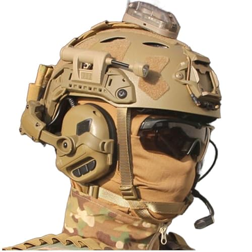 ycahowa Fast PJ-Helm Mit Kopfhörern Und Schutzbrille, Maske, NVG-Modell Und Helmhalterung Aus Aluminiumlegierung, for Das Jagdschießen Im Freien, Airsoft-Taktikhelm-Set(F) von ycahowa