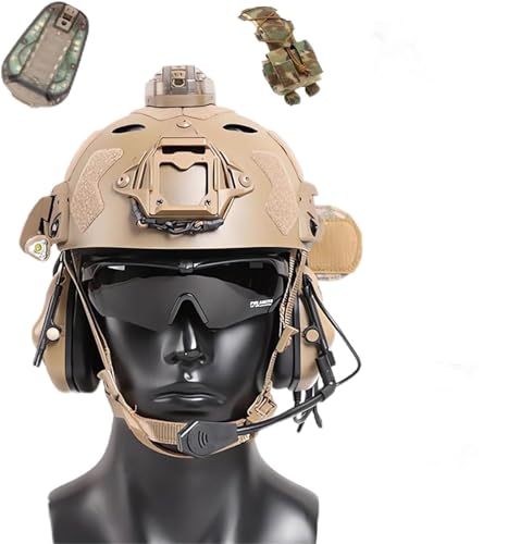 ycahowa Geräuschreduzierender Kopfhörer Mit Tonabnehmer Und Fernglasmodell, Maske Und Schutzbrille, Signal, Luftgewehr-Paintball-CS-Spielset, Halterung, Taktische Schnellhelm-Kombination(T4) von ycahowa