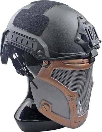 ycahowa Mit Seitenschienen Und Halterung Ausgestattet, for Halloween-Jagd-CS-Tactical-Helm- Und Metal-Mesh-Augen-Paintball-Masken-Sets(Orange,M) von ycahowa