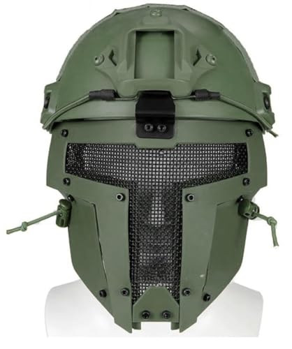 ycahowa PJ Airsfot Helm Samurai Mesh-Maske Atmungsaktiv, Leicht, Einstellbar for Airsoft Paintball CS Tactical Fast Helm Mit Vollgesichtsmaske(BKA) von ycahowa