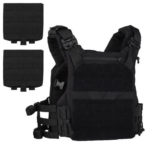 ycahowa Plattenträger Molle Schnellverschlusssystem, Verstellbare Militär-Airsoft-Trainingsweste for Die Airsoft-Jagd Jagd Taktische Weste(BK) von ycahowa