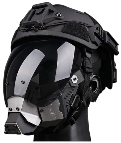 ycahowa for Airsoft Paintball PJ Tactical Fast Helm Mit Airsoft-Maske Und Vollgesichtsschutzbrillen-Set Vollgesichtsabdeckung Cyberpunk Style Maske Vielseitig von ycahowa