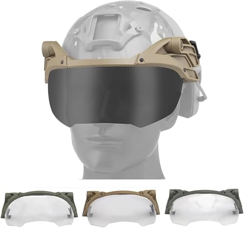 ycahowa for Fast Helm Flip Up Schutzmaske Winddicht Anti Fog CS Airsoft Spiel Taktische Airsoft Helm Führungsschiene Maske(Beige) von ycahowa