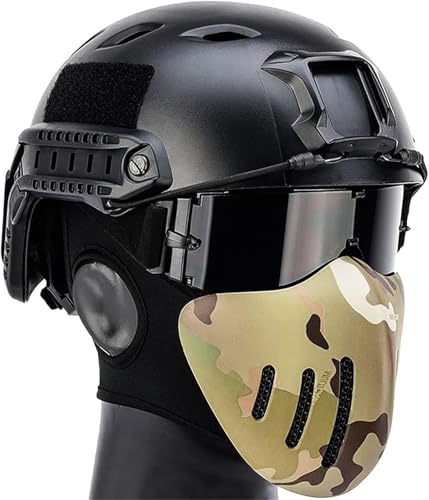 ycahowa for Paintball-Jagd, Outdoor-Schießen, CS-taktischer Airsoft-Helm, Mit Maske Und Dreifarbigen Schutzbrillen, Vollgesichtsschutz-Sets(Cp,L) von ycahowa