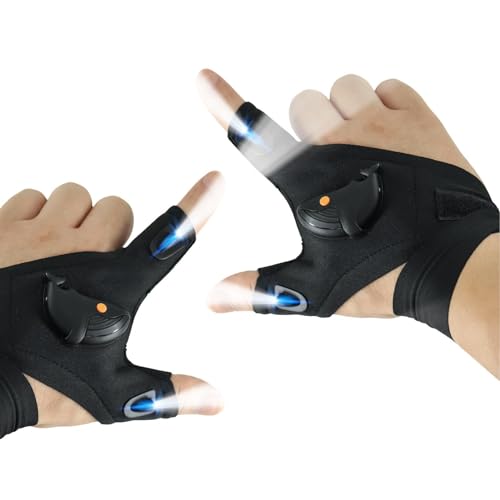 ycezw Handschuhe mit Lichtern, Handschuhe für Taschenlampe, einzigartige Freisprechfunktion, leuchtende Angelhandschuhe ohne Finger, coole Gadgets für Aktivitäten im Freien, von ycezw