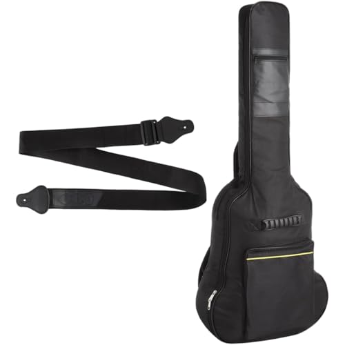 Gitarren-Gigbag mit verstellbarem Gitarrengurt für Fs800, 101,6 cm, 2-teiliges Gitarrenzubehör-Set, wasserabweisender Stoff, stoßfest, gepolsterte Tragetasche für Akustikgitarre, Schwarz von yeeplant