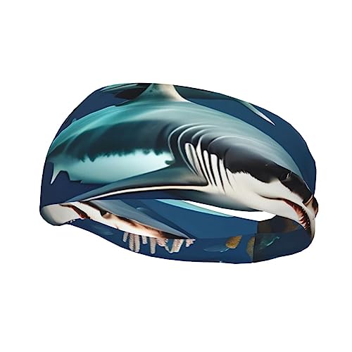 Sharks Under The Sea Sport-Stirnbänder für Herren und Damen, Anti-Schweiß, Feuchtigkeitstransport, geeignet für Radfahren, Laufen, Workout von yefan