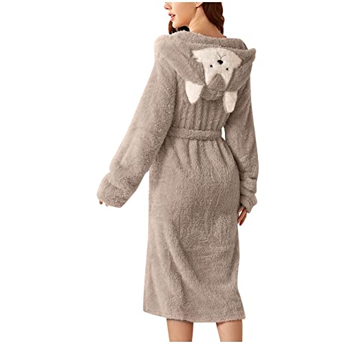 yiouyisheng Bademantel Damen Flauschig Mit Kapuze Katze Gesicht und Ohren 3D Tier Gewand Morgenmantel Damen Kuschelig Hausmantel Flannel Pajamas Fleece Nightgown Bathrobe von yiouyisheng