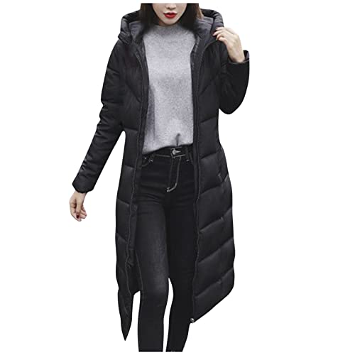 yiouyisheng Daunenmantel Damen Lang Winter Steppmantel Warm Wintermantel Winterjacke Steppjacke mit Kapuze Parka Reißverschluss Damenmantel Outdoorjacke Daunenjacke Coat von yiouyisheng