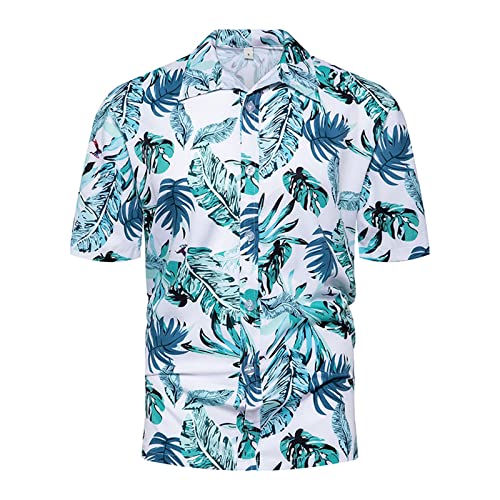 yiouyisheng Hawaii Hemd Männer Sommer Hawaiihemd Herren Kurzarm Sommerhemd Hawaii-Hemd Revers Hemden Freizeithemden Herrenshirt Kurzarmshirt Button-Down-Hemd Shirt von yiouyisheng
