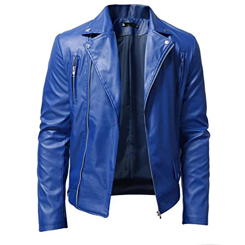 yiouyisheng Herren Lederjacke Mode Stehkragen Punk Biker Jacke Zip Kunstlederjacke Kunstleder Motorrad Jacke mit Reißverschluss Frühling Winter M-4XL von yiouyisheng