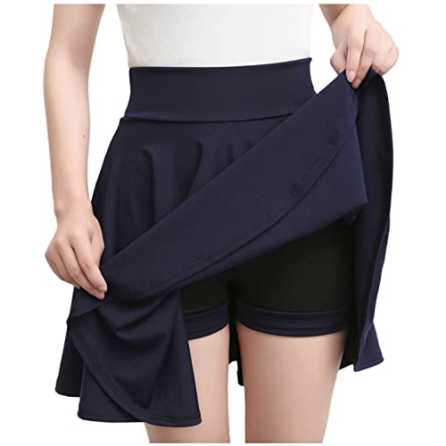 yiouyisheng Hosenrock Damen Kurz Sport Tanzen Rock Mit Hose Drunter Frauen Hohe Taille Minirock Bleistiftrock Schlank Sexy Röcke Solide Sommerrock Freizeitrock Sportrock Skirt von yiouyisheng