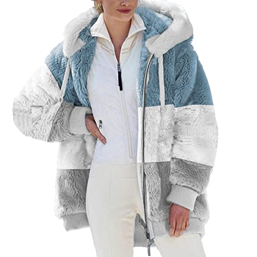 yiouyisheng Plüschjacke Damen Teddy Fleecejacke Mode Winterjacke Damen Lang Flauschig Kapuzenjacke Winter Jacke Damen Teddy Jacke Damen Mantel Plüsch Hoodie Warm von yiouyisheng