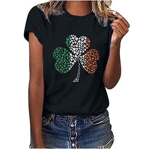 yiouyisheng St.Patricks Day Shirt Funny Damen St. Patricks Day Kostüm XXL Lustige T Shirts Für Frauen Fasching Sommershirt Sommertop Bluse Tunika Tee von yiouyisheng