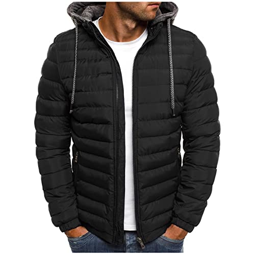 yiouyisheng Steppjacke Herren Winter Warm Leicht Daunenjacke Übergangsjacke Winterjacke Herren Outdoorjacke Männer Wanderjacke Einfarbig Padded Jacket S-3XL von yiouyisheng