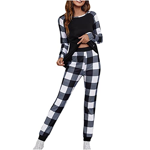 yiouyisheng Weihnachten Jogginganzug Damen Langarm Shirt und Lang Hose, Damen Weihnachts Trainingsanzug Hausanzug Zweiteiler Set Christmas Homewear-Anzug für Freizeit und Sport von yiouyisheng