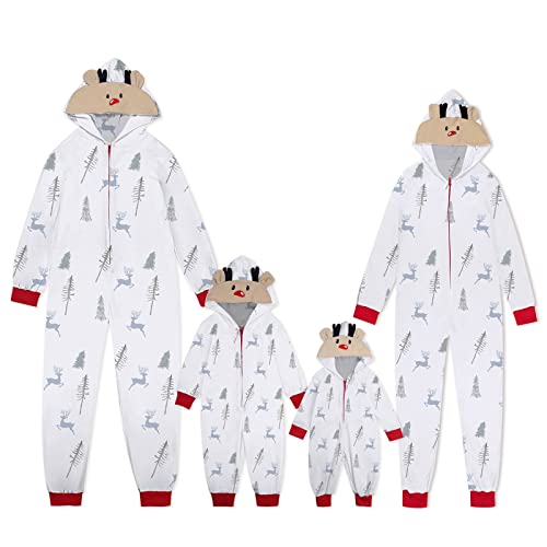 yiouyisheng Weihnachtspyjama Familie Set Weihnachts Schlafanzug Einteiler Onesie Weihnachten Pyjamas Rentier Gedruckt Hausanzug Jumpsuit Nachtwäsche für Vater Mutter Baby Junge Mädchen von yiouyisheng