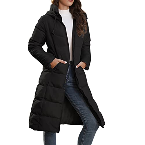 yiouyisheng Wintermantel Damen Lang Outdoor Steppmantel Damen Lang Winter Daunenmantel Damen Warm Winterjacke Mit Kapuze Mantel Parka Daunenjacke Damenmantel Steppjacke von yiouyisheng