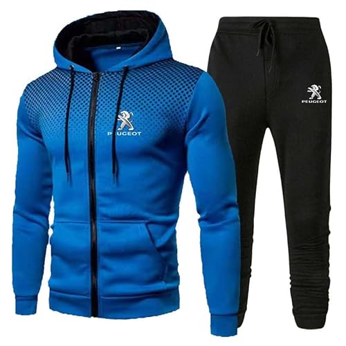 yishao Herren-Sportoutfit Für P-Eugeot, Jogging-Set, Trainingsanzüge, Lässiger Kapuzenpullover Mit Reißverschluss Und Hose, 2-teiliger Sportbekleidungsanzug,XL,Blue von yishao