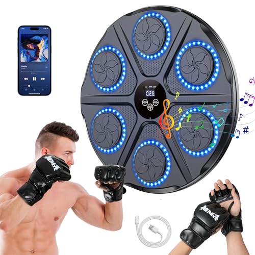 yorraka Music Boxing Machine für Erwachsene - LED Licht Elektronische Boxmaschine mit Musik Boxen mit Boxhandschuh - Bluetooth Musical Musikboxing Maschine mit 12 Geschwindigkeitsmodi und Zählmodus yorraka Music Boxing Machine für Erwachsene - LED Licht Elektronische Boxmaschine mit Musik Boxen mit Boxhandschuh - Bluetooth Musical Musikboxing Maschine mit 12 Geschwindigkeitsmodi und Zählmodus von yorraka