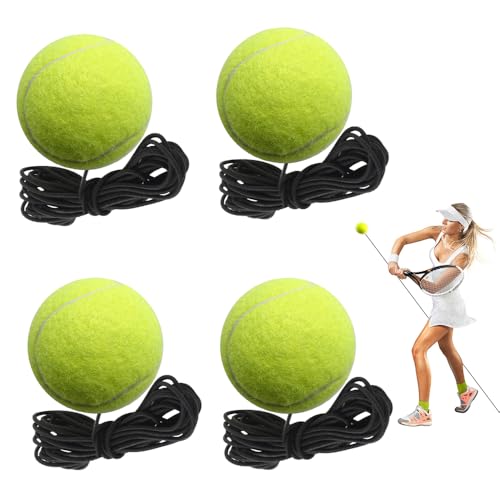 yotutun Tennisball mit Schnur, 4 Stück Tennistrainer Gummiband Tennistraining Elastisch Tennis Trainingsball Rebound Ball für Kinder Erwachsene Anfänger Solotraining yotutun Tennisball mit Schnur, 4 Stück Tennistrainer Gummiband Tennistraining Elastisch Tennis Trainingsball Rebound Ball für Kinder Erwachsene Anfänger Solotraining von yotutun