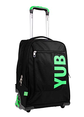 Yub TROLLEY URBAN FLUO, Rucksack mit Trolleyfunktion, Schulranzen mit Rollen, 3 in 1, ab 1. Klasse, für Schule, Gymnasium, Reisen&Freizeit, Mädchen&Jungen, schwarz von YUB