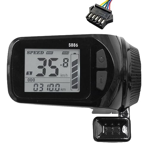 zabeto 24V/36V/48V/60V S886 Ebike LCD-Anzeigefeld Daumengas für ElektrofahrräDer E-Scooter (SM-Stecker 5PIN) von zabeto