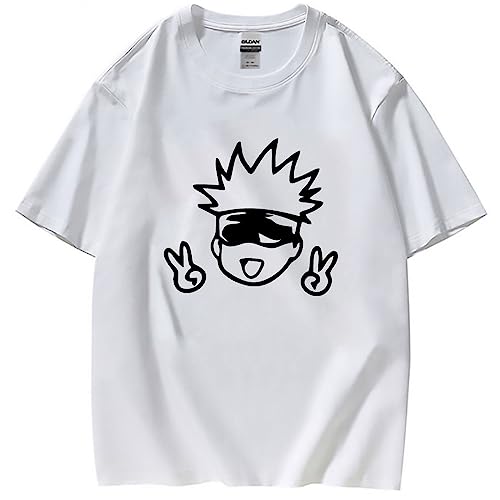 Japanisches Anime Jujutsu Kaisen T-Shirt Gojo Satoru Süßer Print Harajuku T-Shirts Unisex Kurze Ärmel (L,Color 02) von zhedu