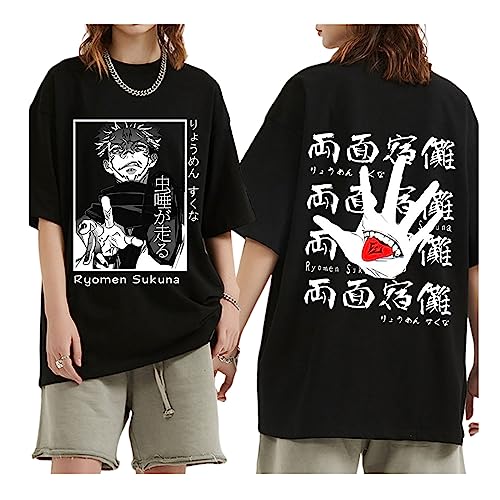 zhedu Anime JJK Ryomen Sukuna Unisex T Shirt Cartoon Fans Sommer Hip Hop Atmungsaktive T-Shirts (XS,Color 01) von zhedu