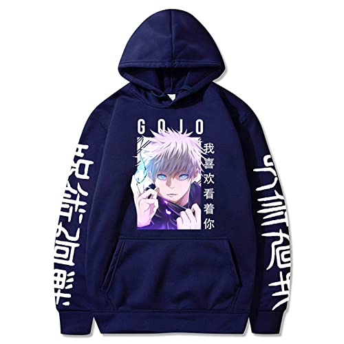 zhedu Japan Anime Gojo Satoru Hoodies Sweatshirt Lässiger Cartoon Pullover Druck Lose Langarm Herren Hoodie Streetwear (XL,Color 07) von zhedu