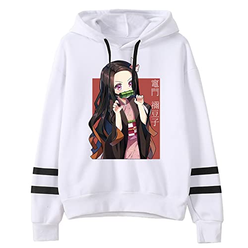 zhedu Japan Anime Nezuko Kamado Hip Hop Hoodie Sweatshirt Lustige Streetwear Fashion Striped Hooded (XXL,Color 02) von zhedu