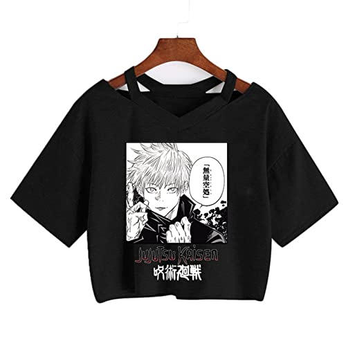 zhedu Manga Japanisches Anime Gojo Satoru T-Shirt Damen Crop Tops Yuji Itadori Grafik-T-Shirts Coole T-Shirt-Kleidung (S,Color 01) von zhedu