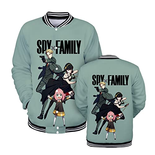 zhedu Spy X Family Street Baseball Uniform Hoodie Hip Hop Trend Harajuku Anime Trainingsanzug Unisex Winter Bomberjacke (XL,Color 01) von zhedu