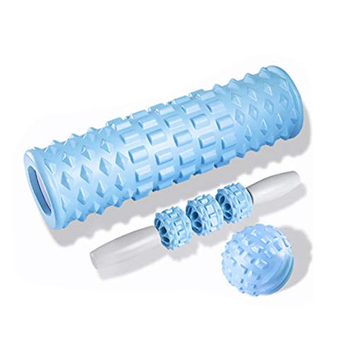 zhppac Faszienroller Faszienrolle Hochdichte Schaumstoffrolle Turnhallenrolle Rückenmassagegerät Trigger Point Foam Roller Beinrolle Massage Roller Stick Blue,Set von zhppac