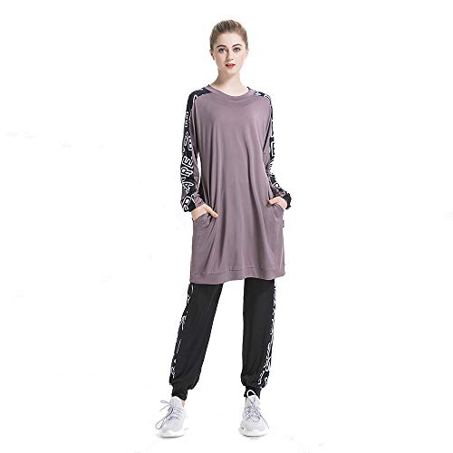 ziyimaoyi Muslim trainingsanzüge Frauen islamischer Trainingsanzug muslimah Sweatshirt Sets (L, Lila) von ziyimaoyi