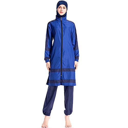 ziyimaoyi Muslimische Damen-Bademode, volle Abdeckung, islamisch, bescheidener Badeanzug, muslimischer Burkini, Sonnenschutz, Badeanzüge mit Hijab, blau, M von ziyimaoyi