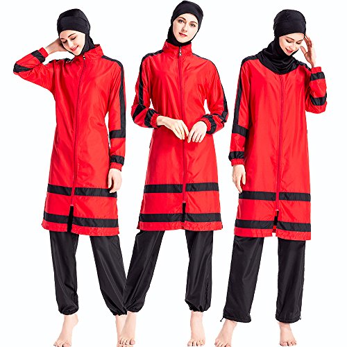 ziyimaoyi Muslimische Damen-Bademode, volle Abdeckung, islamisch, bescheidener Badeanzug, muslimischer Burkini, Sonnenschutz, Badeanzüge mit Hijab, rot, L ziyimaoyi Muslimische Damen-Bademode, volle Abdeckung, islamisch, bescheidener Badeanzug, muslimischer Burkini, Sonnenschutz, Badeanzüge mit Hijab, rot, L von ziyimaoyi