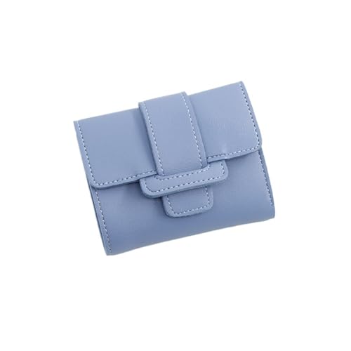 zouxangzz Kurze Damengeldbörse, lässig, einfarbig, Kordelzug, dreifach gefaltet, Clutch, Student, Münzbörse, blau, S, Modern von zouxangzz