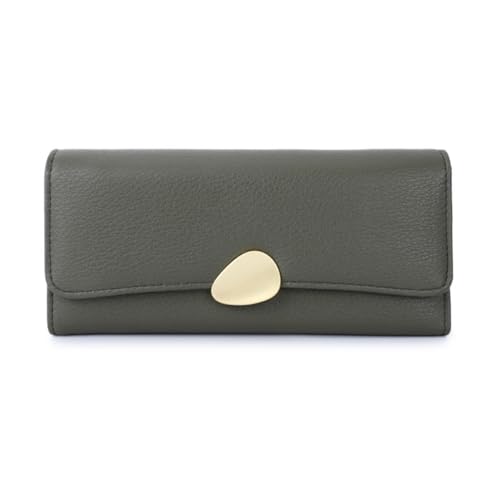 zouxangzz Leichte Luxus Premium Große Kapazität Kartentasche Lange Damen Geldbörse PU Leder Tri-fold Clutch Bag, grün, L, Klassisch von zouxangzz