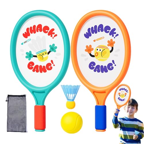 Badmintonschläger für Kinder, Kinder-Badmintonschläger-Set, Badmintonschläger, leichter Badmintonschläger mit Tragetasche, perfekte Outdoor-Sportausrüstung für Kinder, Jugendliche und Familienspaß von zwxqe