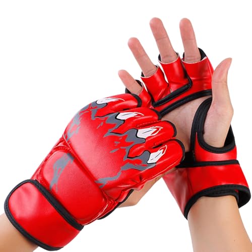 Gloves Boxing, Kickboxing Gloves - MMA Gloves for Men & Women - Half Finger Gloves Wrist Wraps Support for Men Women Kids Training for Punching Bags and Sparring von zwxqe