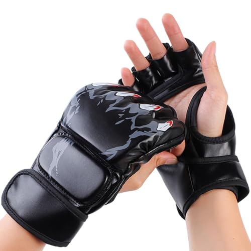 Gloves Boxing, Kickboxing Gloves - MMA Gloves for Men & Women - Half Finger Gloves Wrist Wraps Support for Men Women Kids Training for Punching Bags and Sparring Gloves Boxing, Kickboxing Gloves - MMA Gloves for Men & Women - Half Finger Gloves Wrist Wraps Support for Men Women Kids Training for Punching Bags and Sparring von zwxqe
