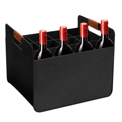 Isolierte Weintragetasche | Reisetasche für Alkoholflaschen | Zusammenklappbare Aufbewahrungsbox für Weinflaschen | Wiederverwendbare dicke Tasche für 12 Flaschen mit Griffen für Reisen, Picknick, Cam von zwxqe