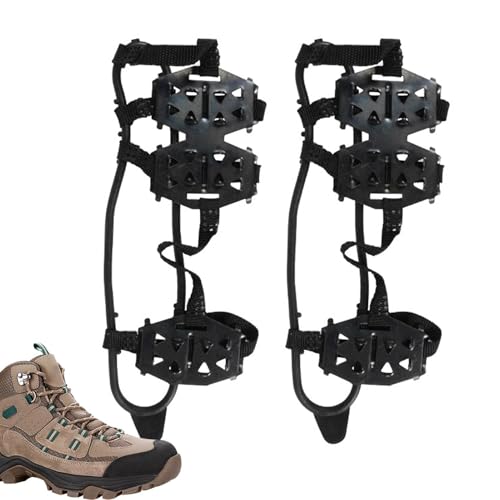 Steigeisen für Wanderstiefel, Traktions-Eisklampen, Anti-Rutsch-24 Spikes, Gripper Spikes zum Wandern, Anti-Rutsch-Walking-Schneegriffe, Stahlklettersteigeisen, Klettersteigeisen zum Wandern, Wandern von zwxqe