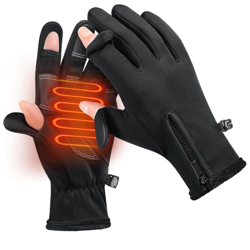 Winter-Fahrradfäustlinge, wasserdichte Laufhandschuhe, kaltes Wetter, 24,5 cm, Fahrhandschuhe, Touchscreen-Handschuhe, Thermo-Winter-Fäustlinge, kaltes Wetter, wasserdicht, T von zwxqe